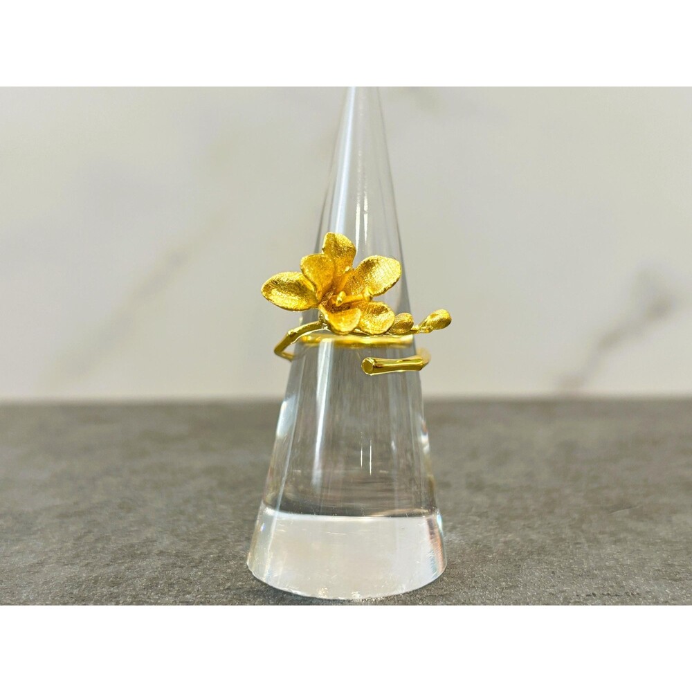 Flower Ring I Elegant Freesia Flower Ring - Sterling Silver & 18K Gold